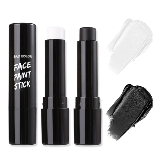 BADCOLOR Black White Face Body Paint Stick Eye Black for Adults Children Softball Football Baseball Sports , Non-Toxic Hypoallergenic for Halloween SFX Makeup Cosplay Joker Costume Parties