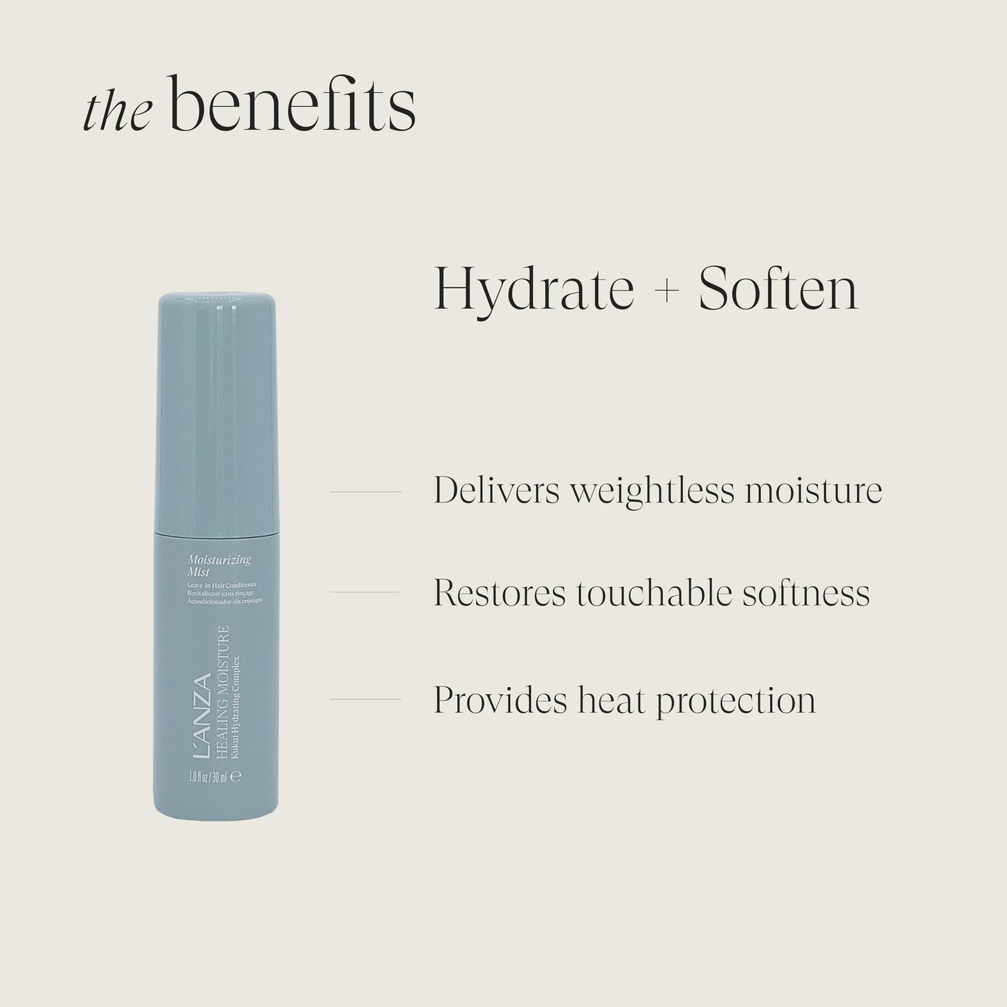 L'ANZA Healing Moisture Mini Hair Care Kit, Shampoo, Conditioner & Mist Leave-In Conditioner Spray, Hydrating, Detangles, Softens, UV & Heat Protection, Adds Shine, Fights Humidity, Color Safe