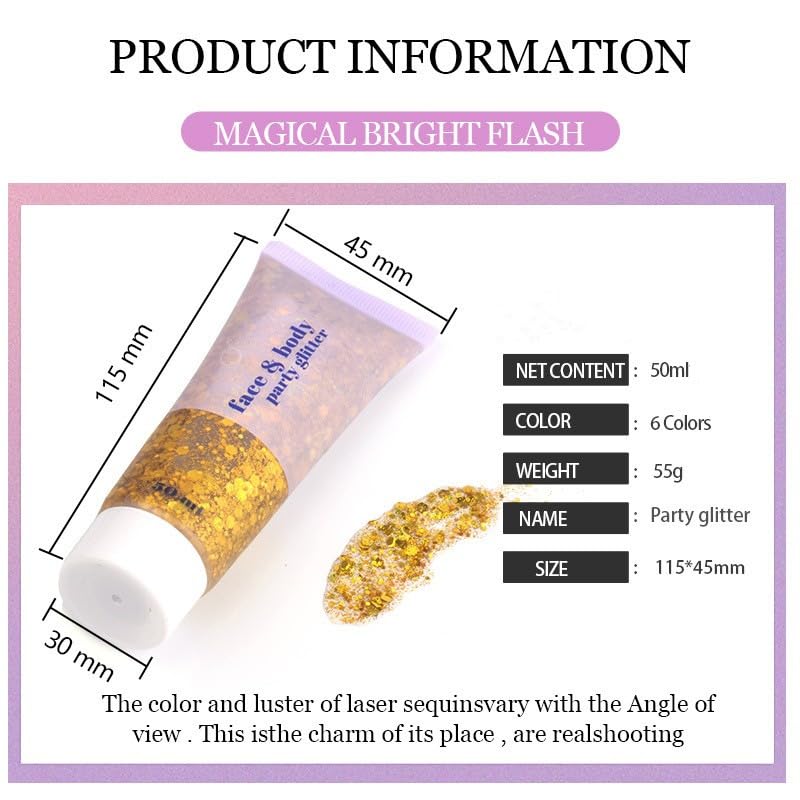 3-Color Body Glitter Gel Set - Neon Party Makeup
