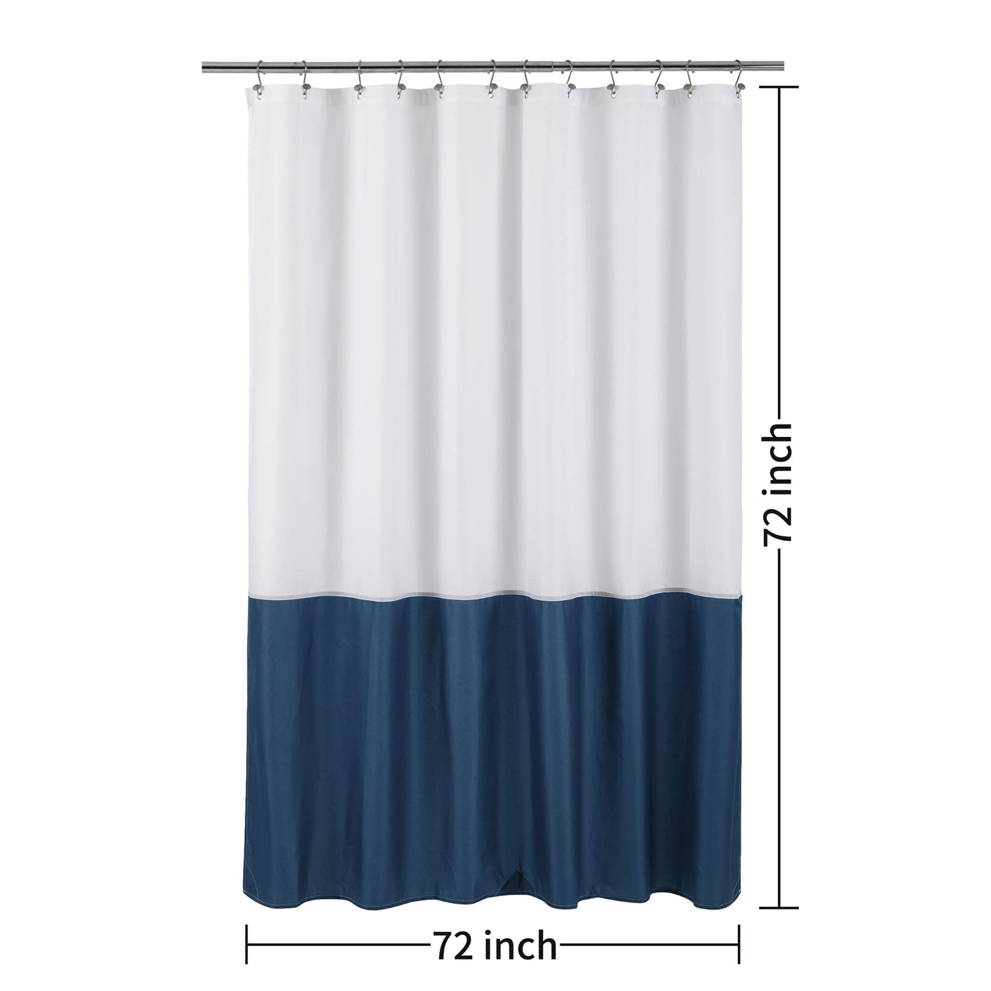 ALYVIA SPRING Waterproof Fabric Shower Curtain Liner - Soft & Light-Weight Cloth Shower Liner, 3 Bottom Magnets, Hotel Quality & Machine Washable - Standard Size 72x72, White and Navy