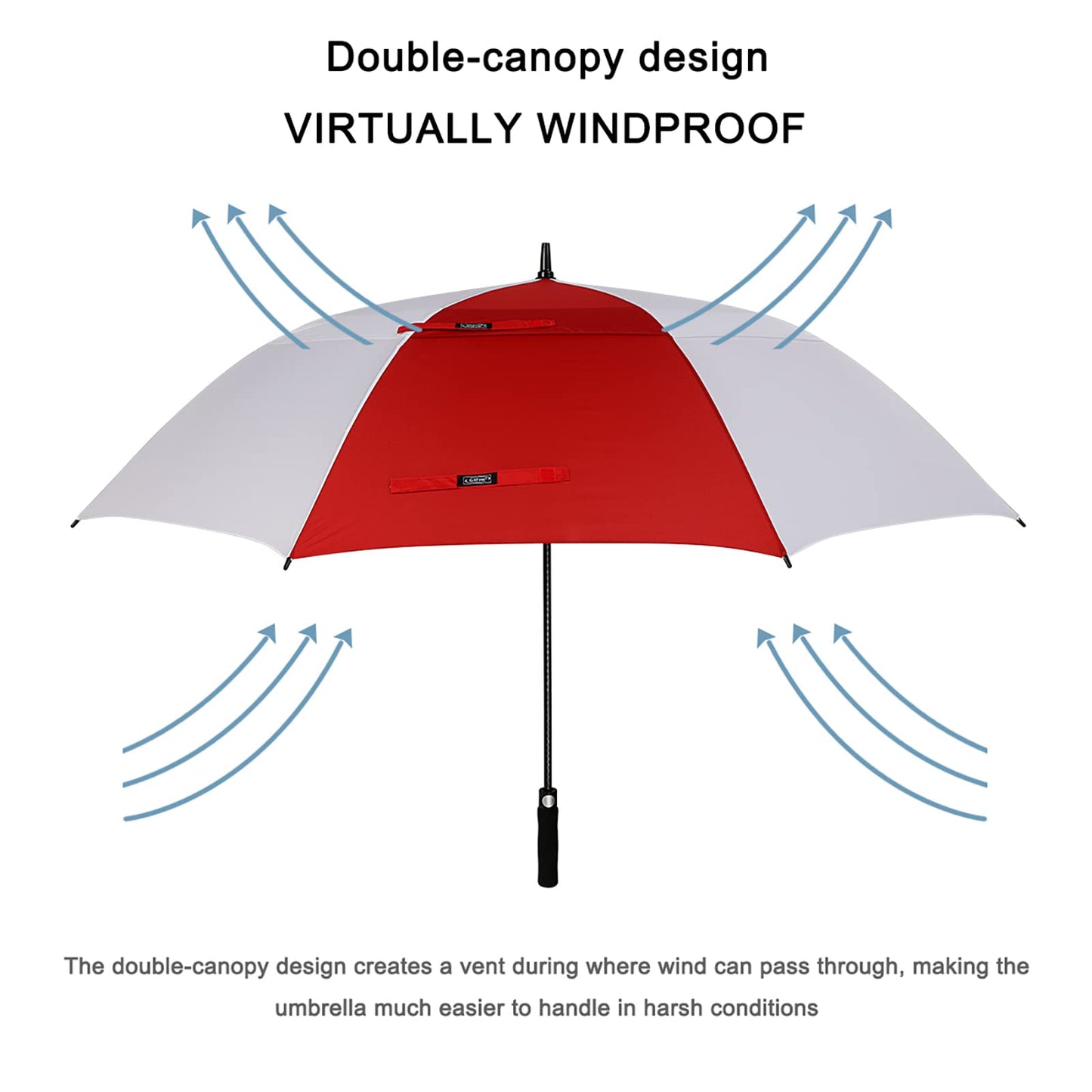 G4Free 54 Inch Automatic Open Golf Umbrella Windproof Extra Large Oversize Double Canopy Vented Windproof Waterproof Stick Umbrellas for Men (Red/White)