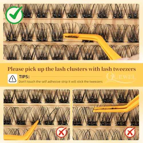 QUEWEL Self-Adhesive-Lash Clusters, 120 Pcs Pre-Glued-Eyelashes Clusters, 10-16MM Strong Hold Self Adhesive Lashes, D Curl Press On Lashes No Glue Needed DIY Lash Extensions at Home(DH-MJ02)