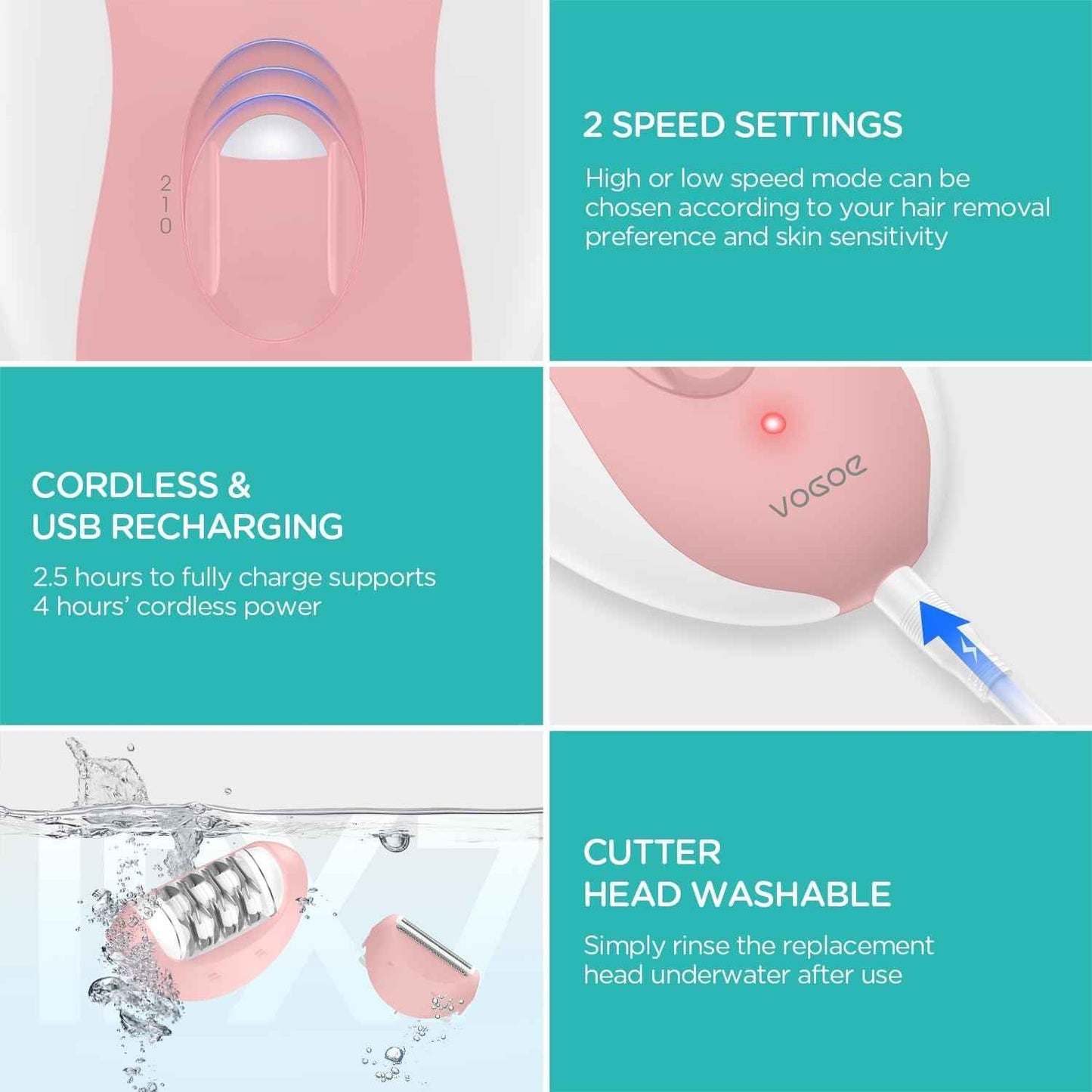 Epilator for Women, Smooth Glide Epilator for Women Face with 2 Speeds, Epilator Smooth Face Trimmer Device, Facial Hair Removal for Face Legs Arms Armpit Bikini