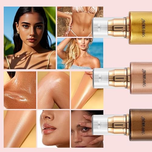 Shimmer Body Oil, Long Lasting Moisturizing Body Glow Oil for Women Face Luminizer Highlighter Makeup 100ml Glitter Shimmer Lotion for Glow Skin (Light Rose Gold)
