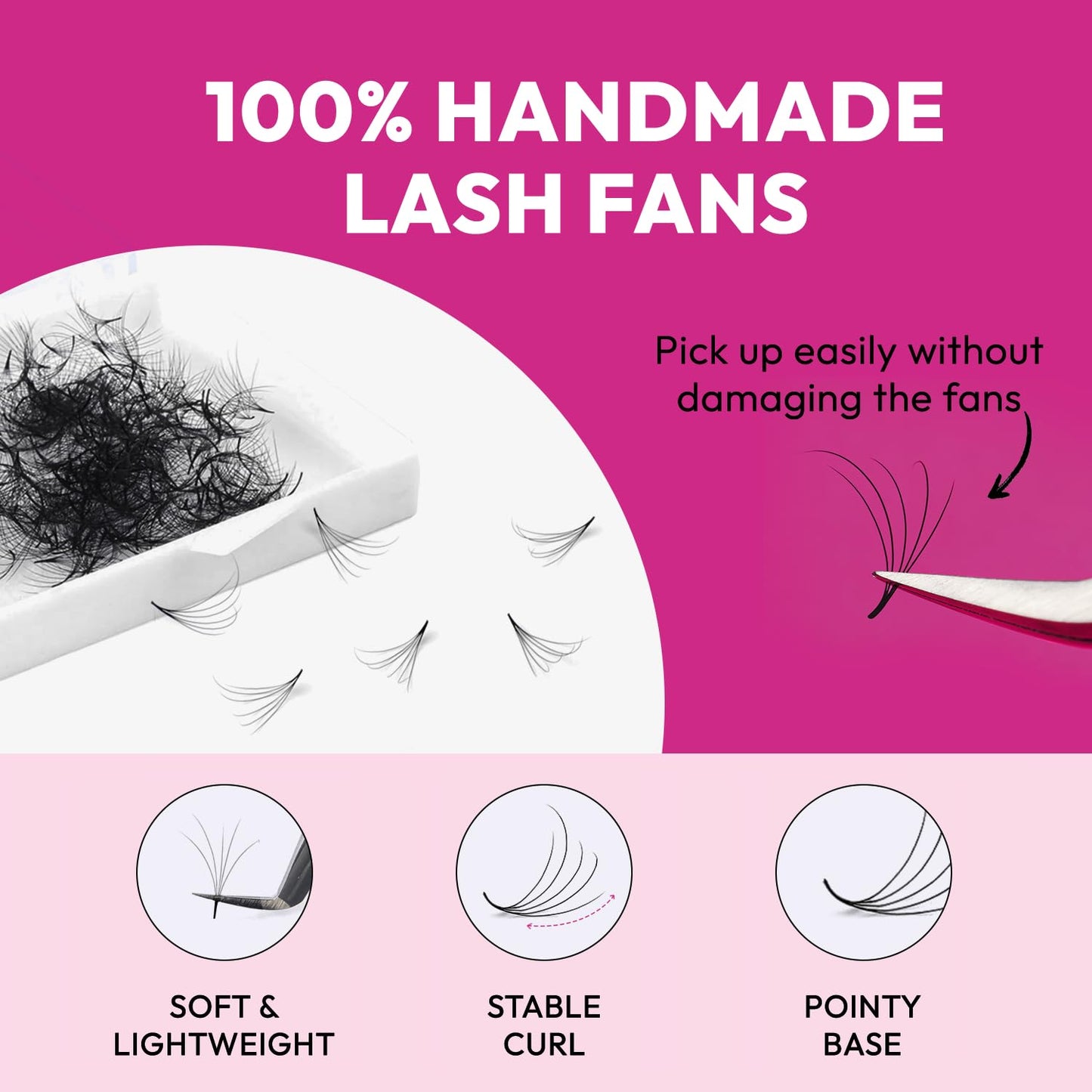 Eyesy Lash 500 Camellia Lash Extensions | 5D 0.07 Size 12-14-16mm Curl D | American Volume Lash Multiple Lengths Eyesy Eyelash Extension Pestanas Pelo A Pelo Create Depth, Textured, Layered Effect