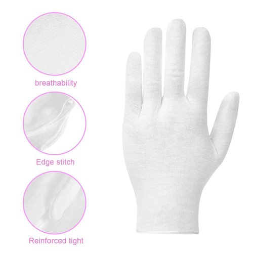 120 PCS White Cotton Gloves for Dry Hands White Cotton Gloves for Eczema Sleeping Cosmetic Moisturizing Eczema and Coin Jewelry Inspection Washable for Men and Women