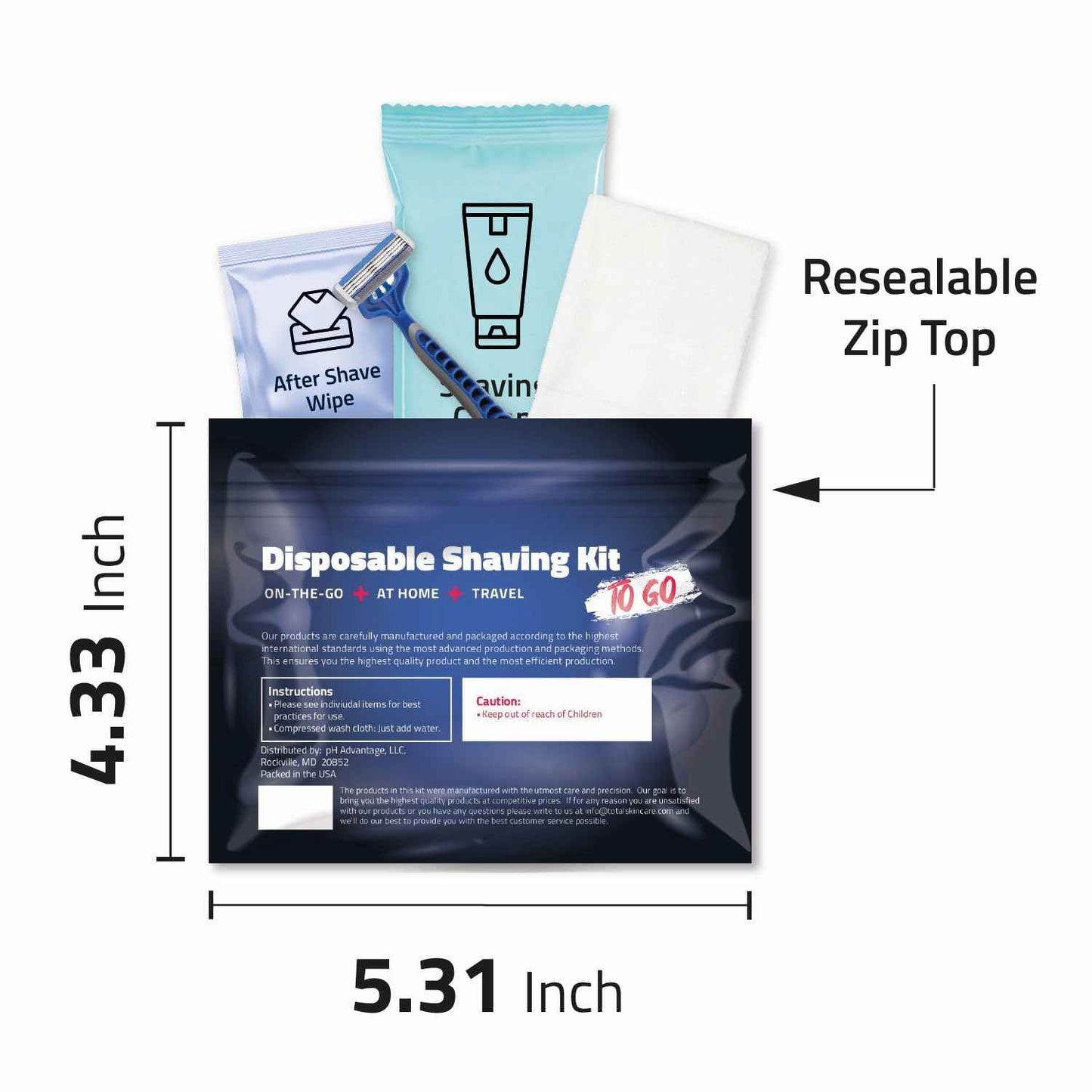 On-the-Go Shaving Kit – Disposable Razor, Shaving Cream, Washcloth & Aftershave Wipe – Travel Friendly, Grooming Essentials for Hygiene when on the Go - Black (10)