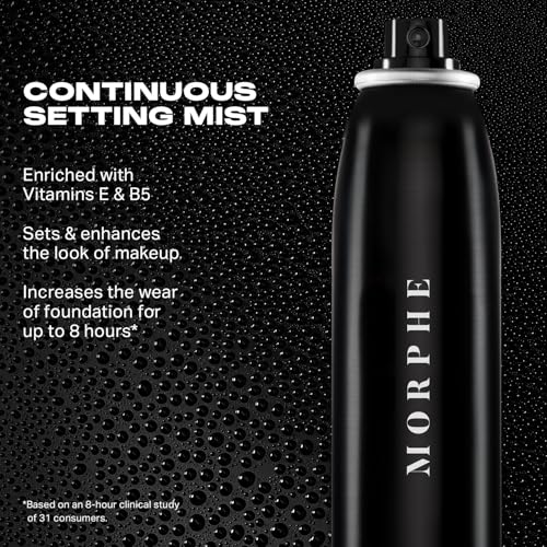 Morphe Mini Continuous Setting Mist - Micro-Fine, Travel Size Makeup Setting Spray with a Natural Radiant Finish - Helps Makeup Resist Caking or Fading & Increases Wear of Foundation (1.3 oz)