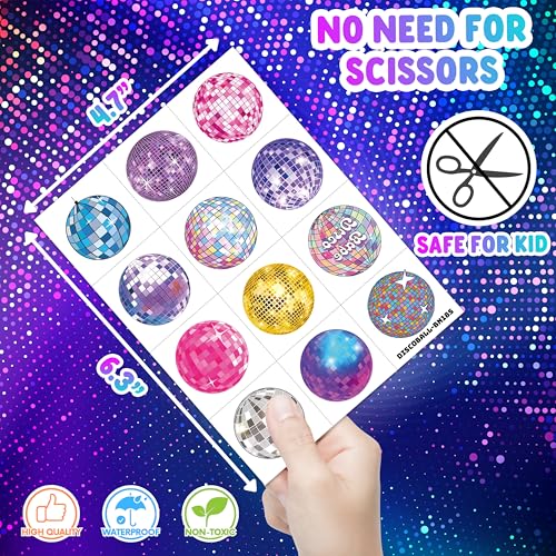 96 Disco Ball Temporary Tattoos for Kids - 70s Party Favors