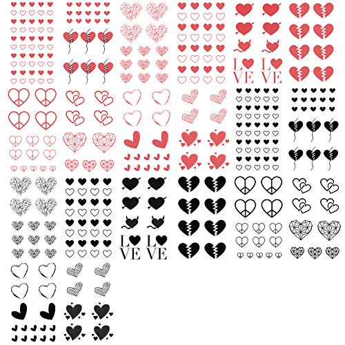 Red Black Heart Temporary Tattoos Waterproof Stickers