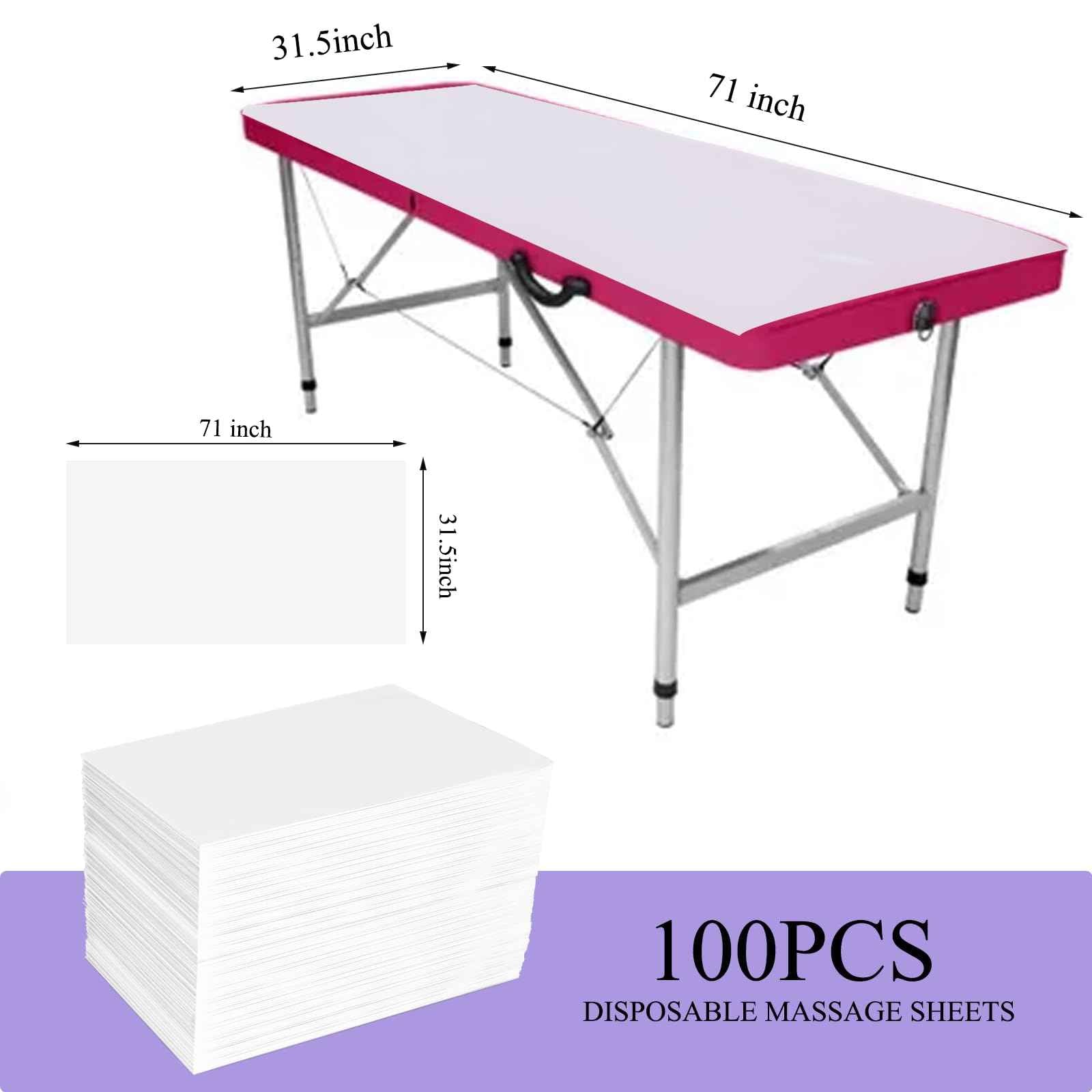 100PCS Disposable Bed Sheets 31.5" x 71", Non-Woven Fabric Massage Table and Spa Bed Covers, Breathable and Durable for Ultimate Hygiene and Comfort in Massage, Tattoo, and Spa Treatments (White)