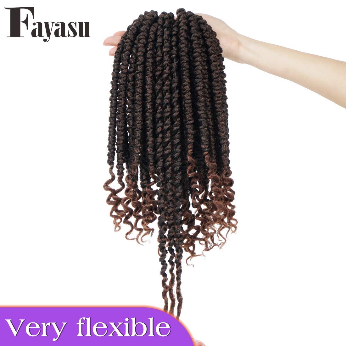 Fayasu Spring Senegalese Twist Crochet Braids Curly End Crochet Hair Passion Twist Hair Extension For Black Women 9 Pieces T30