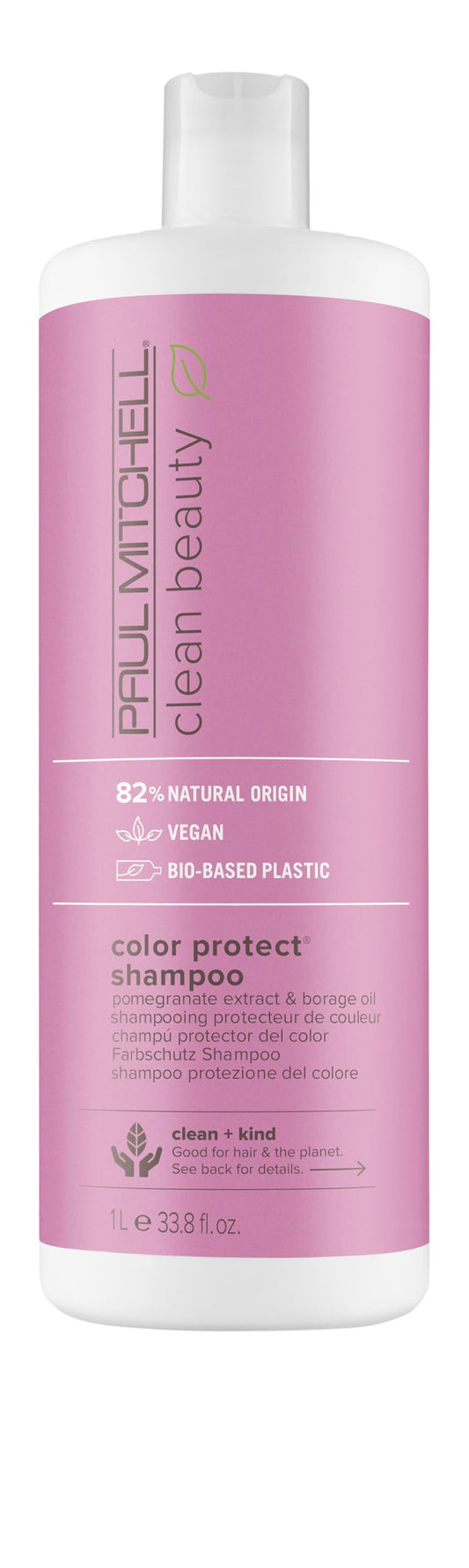 Paul Mitchell Clean Beauty Color Protect Shampoo, Gently Cleanses, Protects Hair Color, For Color-Treated Hair, 33.8 oz.