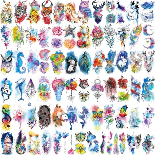 JEEFONNA 86 Sheets Temporary Tattoos - Waterproof Fake Tattoos