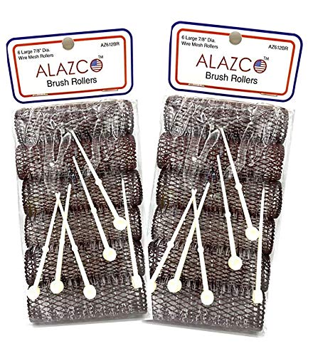 Vintage Style Hair Rollers & Pins Set - 12 Mesh Brush Rollers