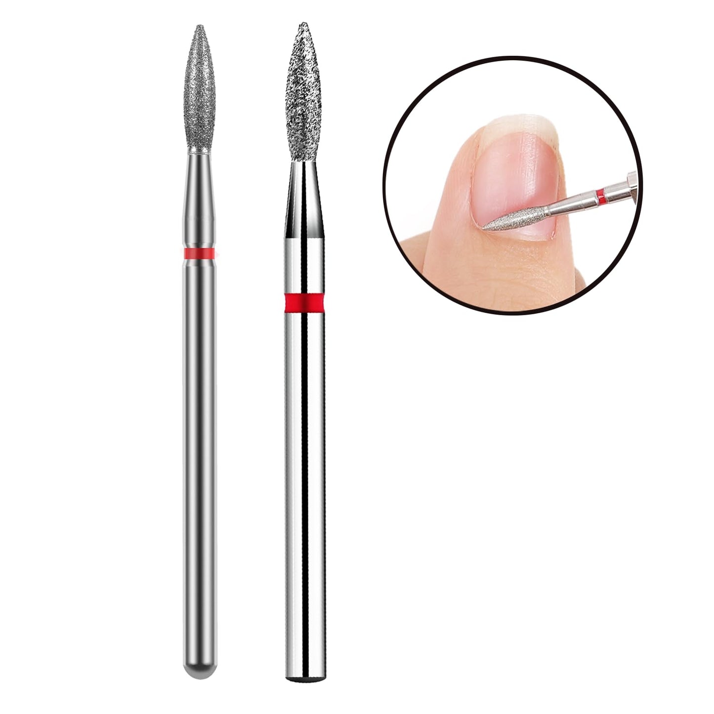 Acycoin2A 2pcs Cone Diamond E-File Nail Drill, Cuticle Cleaning Bit Electric Nail Art Grinding Burr for Nail Salon Manicure