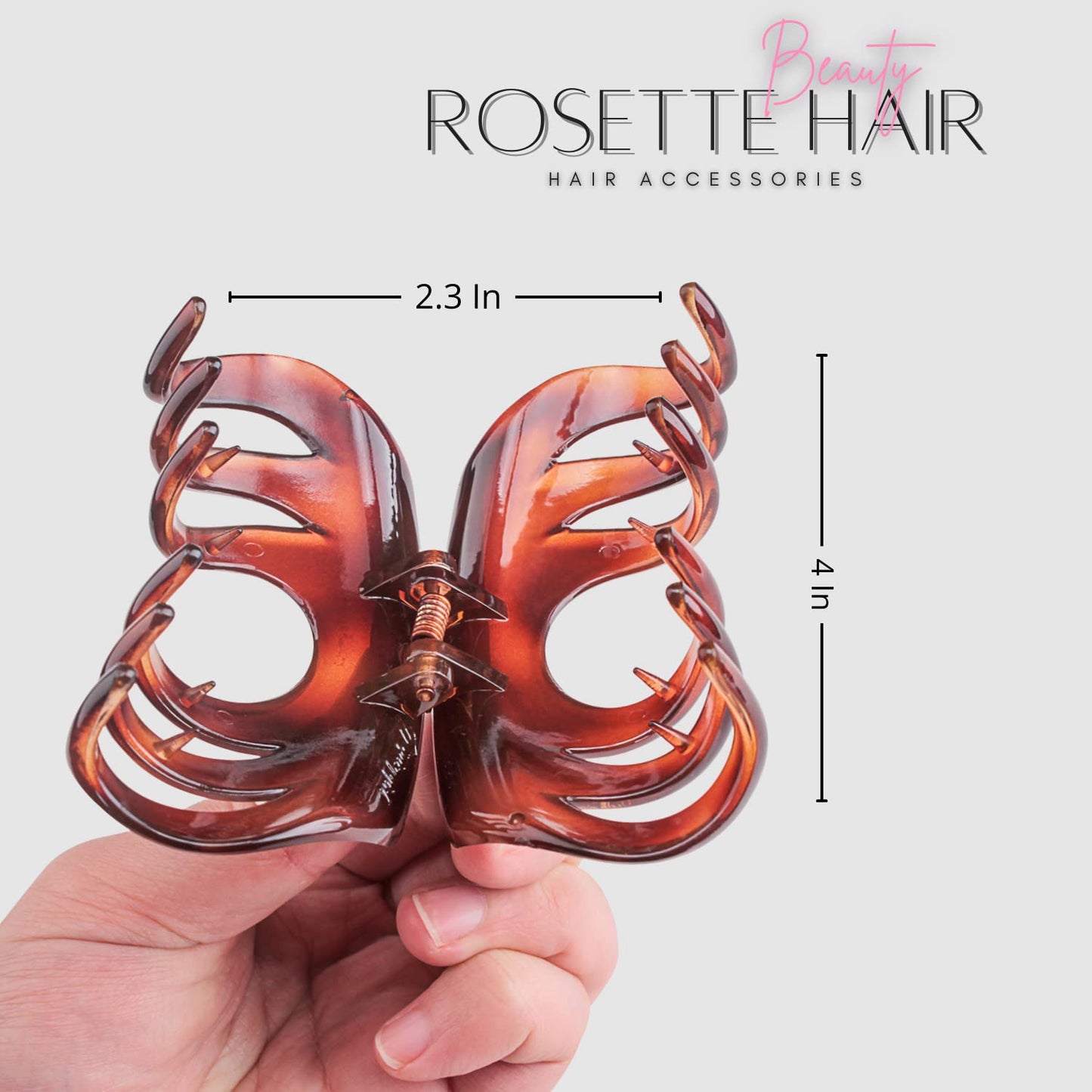 Rosette Large Chic Styling Glass Claw Clip Organic Hair Clips Clamps Indoor Outdoor Grip Hairpins for Women and Girls Thick Hair Barrettes (Blue)