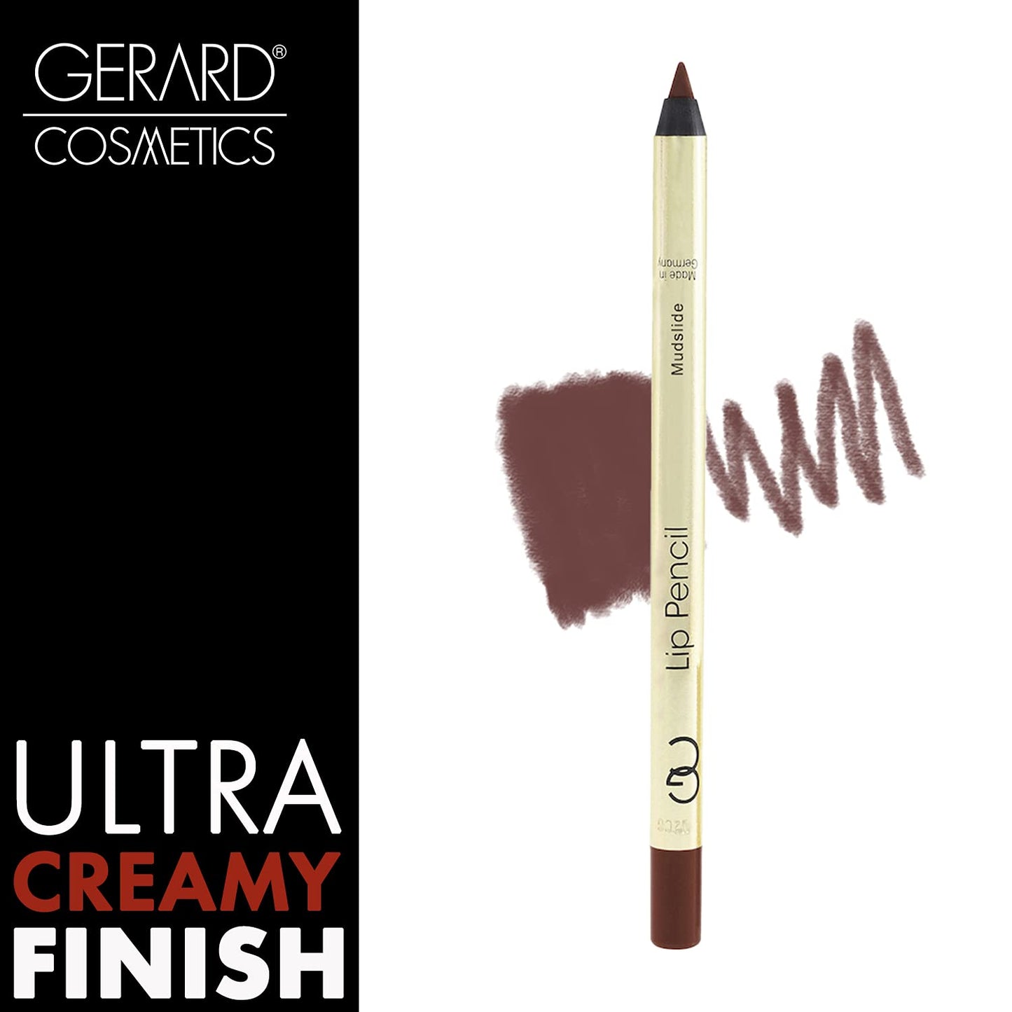 Gerard Cosmetics Lip Pencil (Mudslide) | Ultra Pigmented Matte Brown Lip Liner | Long lasting | Hydrating Creamy Formula | Cruelty Free