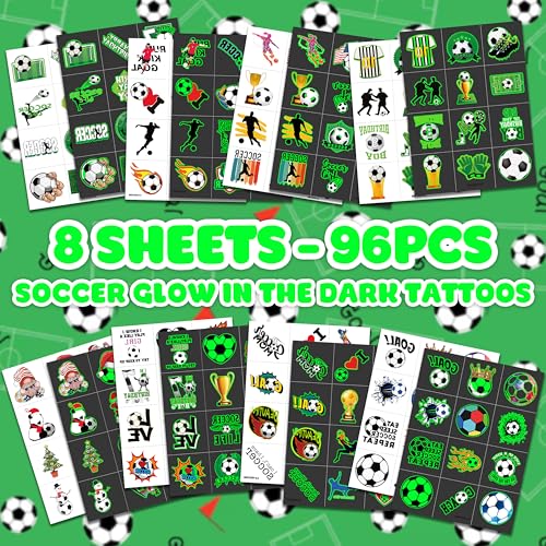 96 Glow In The Dark Soccer Temporary Tattoos | Party Favors