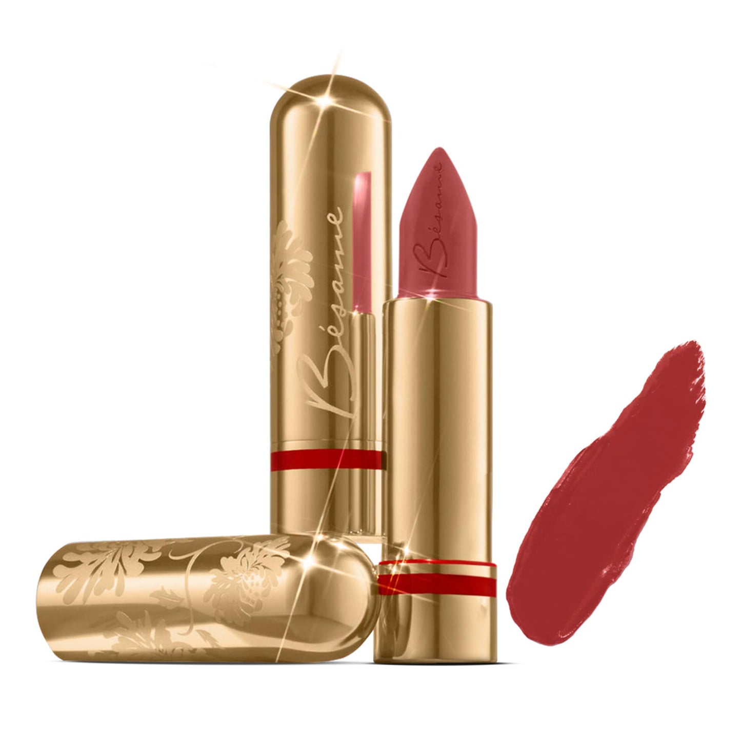 BESAME Dusty Rose Lipstick 1969, Cool Mauve Red Long-Lasting, Satin Finish Lip Color With Moisturizing Vitamin E, Universally Flattering Everyday Shade, Popular On Light-Medium Skin