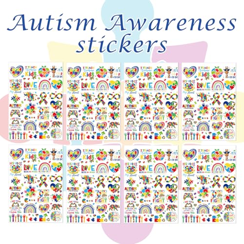 Autism Awareness Temporary Tattoos - 200+ Designs, 8 Sheets