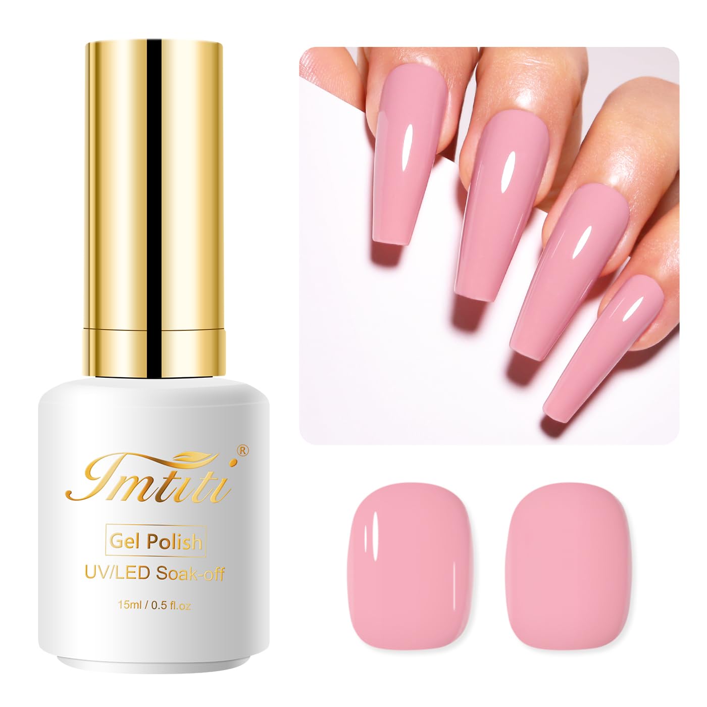 Imtiti Nude Gel Nail Polish, 15ML Natural Pink Gel Polish Soak Off LED UV Nail Gel Polish Autumn Winter Gel Nail Polish DIY Nail Art Starter Manicure Salon Gel Nail Kit