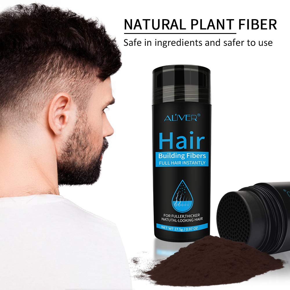 Hair Building Fibers, Hair Thickening Fibers for Thinning Hair & Bald Spots Thicker Fuller Hair in 15 Seconds Suitbable for Man and Woman 0.97Oz (Dark Brown)