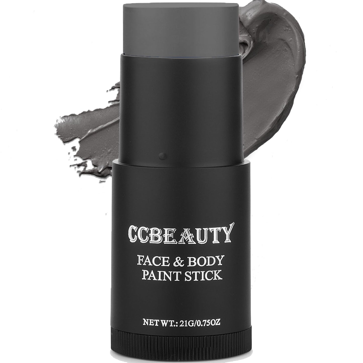 CCBeauty Dark Grey Face Body Paint Stick, Grease Gray FacePaint, Cream Grayscale Foundation Makeup, Waterproof Hypoallergenic for Halloween SFX Special Effects Cosplay Costume Parties