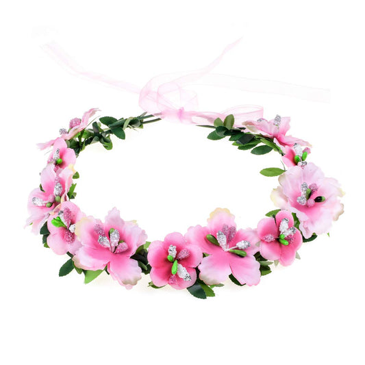 Love Sweety Girls BOHO Rose Floral Crown Wreath Wedding Flower Headband Headpiece (A-Pink)