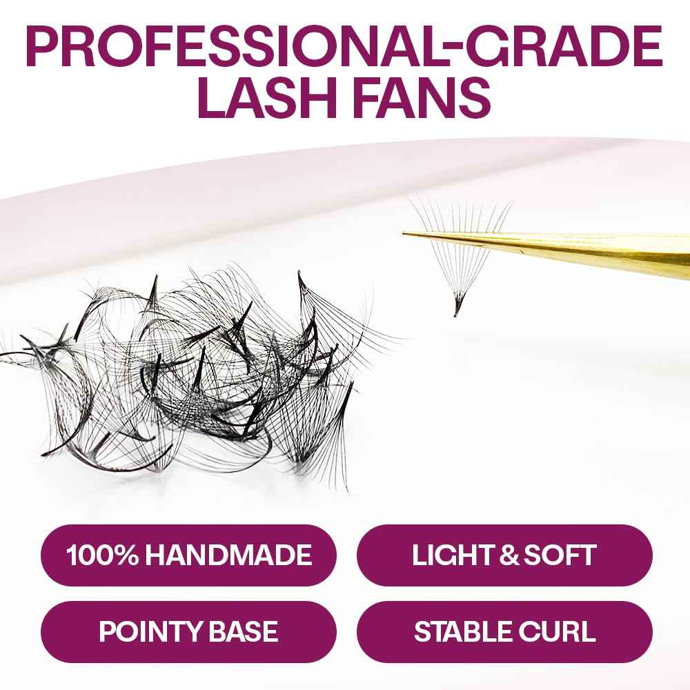 GLAMGAZE 800 Promade Fans 8-15mm Mixed Lengths - 5D to 16D, C CC D Curl, 0.05-0.07mm Thickness - Premade Lash Fans Volume Lash Extensions Loose Premade Fans Eyelash Extensions (10D-0.05-CC 8-15mm)