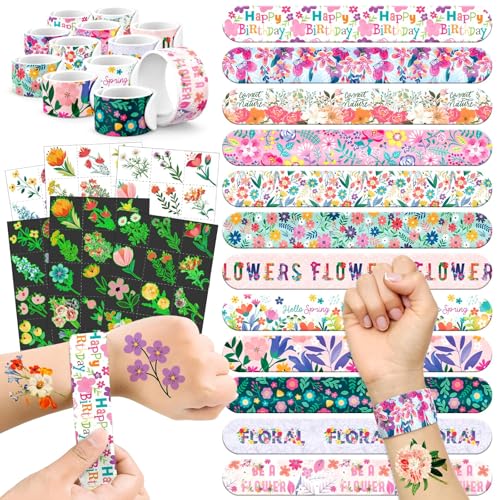 96pc Wildflower Party Set – 72 Tattoos & 24 Slap Bracelets