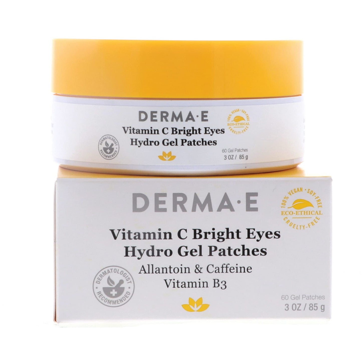 DERMA E Vitamin C Bright Eyes Hydro Gel Patches Instantly Transform Dark Circles, Puffy, Dry, Eyes into Well-Rested 2-Packs