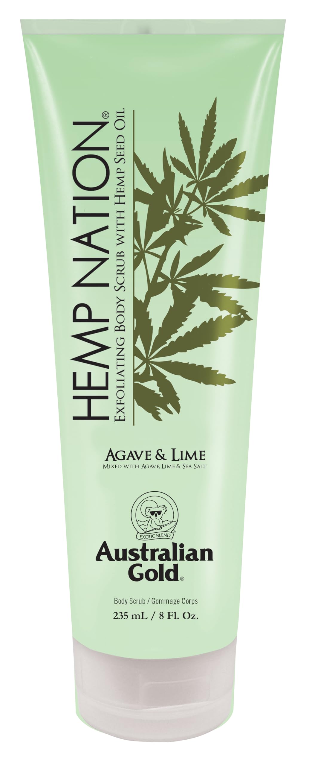 Australian Gold Hemp Nation Eucalyptus & White Tea Bundle - Tan Extender Body Lotion (18 FL Oz) and Exfoliating Agave & Lime Body Scrub (8 FL Oz), Skin Barrier Repair, Pure Hemp Seed Oil