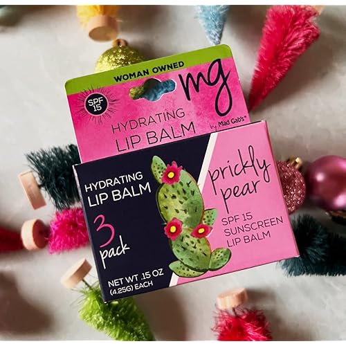 Mad Gab's MG Signature Prickly Pear Lip Balms with SPF 15 (Pack of 3)