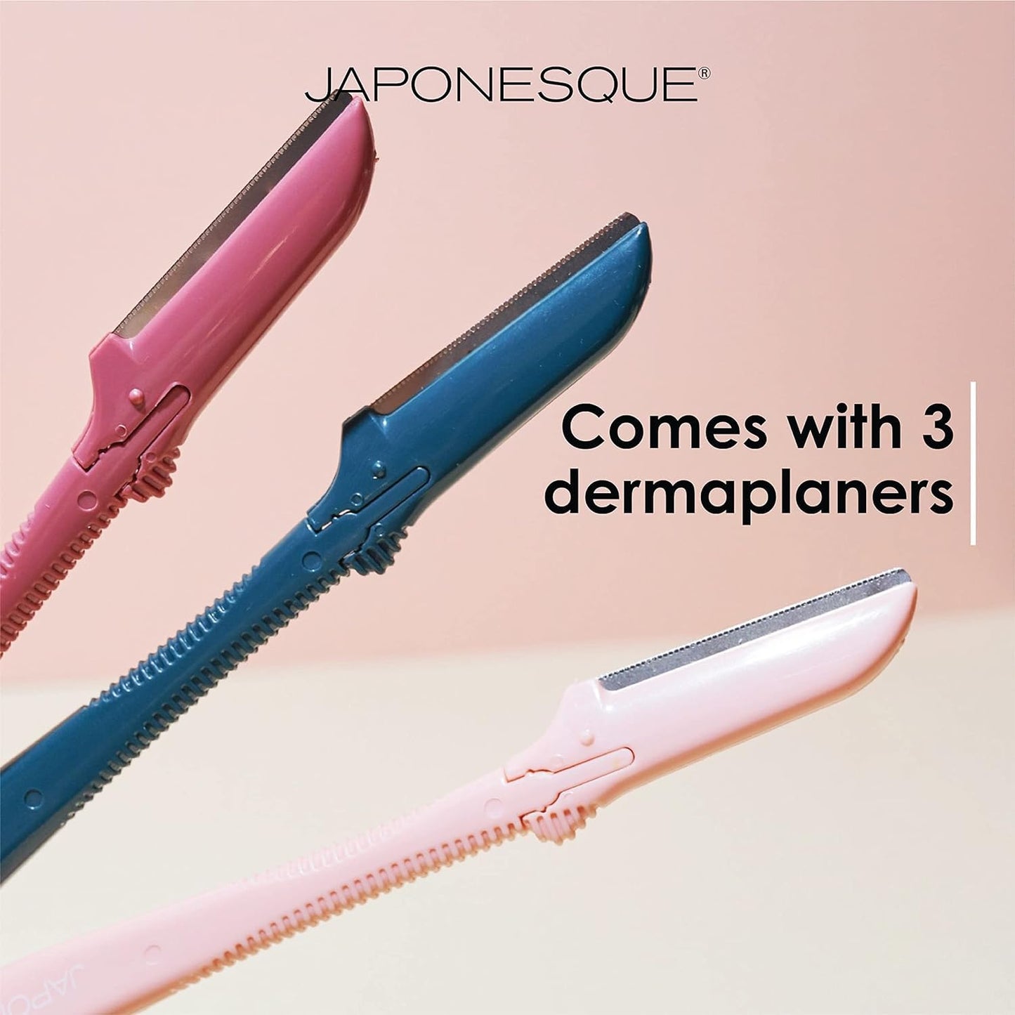 JAPONESQUE Dermaplaner Facial Razors - 3 Piece Set, Facial Hair Razor Kit - One Blade Dermaplane Razor For Women