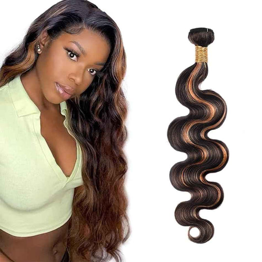Highlight Human Hair Bundles Color #30 Body Wave Bundles 26 Inch 8A Grade Peruvian Virgin Hair 1 Bundle Double Weft Ombre Brown Hair Weave For Women