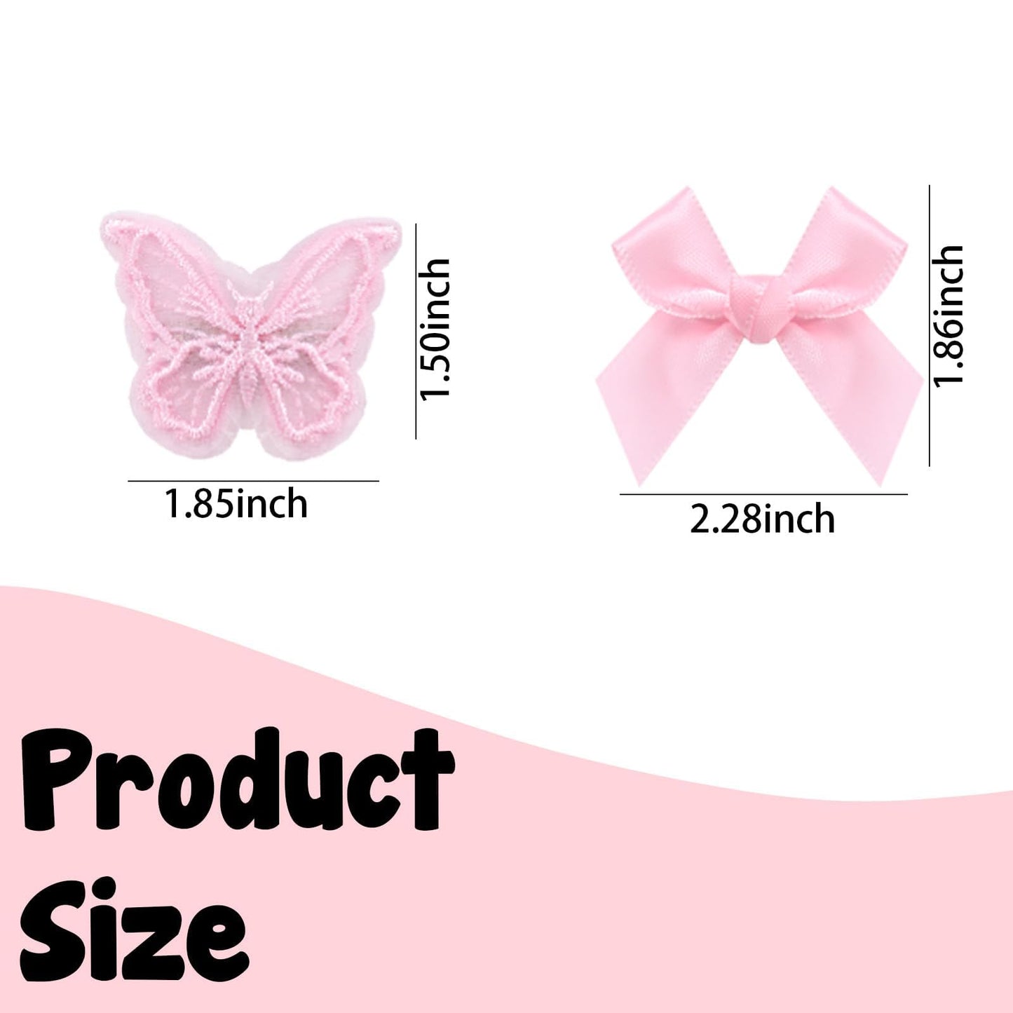 LYDZTION 40Pcs Embroidery Butterfly Hair Clips Small Bows for Hair Bow Ribbons for Girls Sweet Bow Hair Clips Non Slip Hair Clips Butterfly Hair Accessories for Cosplaying Women Girls,Pink