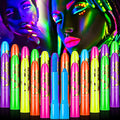 Glow in the Dark Face Paint Crayons - 24 Neon UV Body Makeup Set