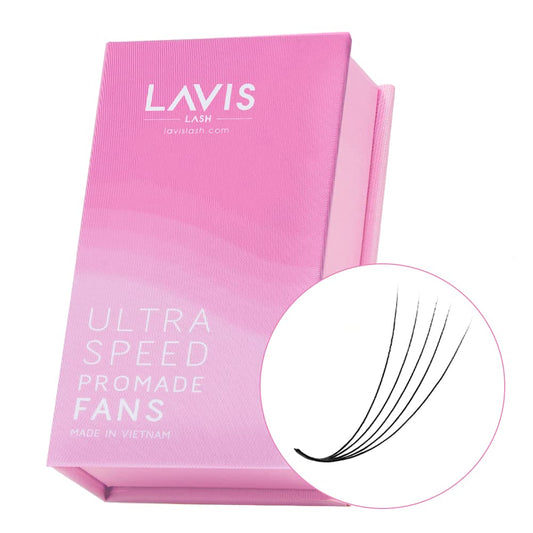 LAVISLASH 500 Ultraspeed Promade Fans Handmade Volume Eyelashes | Ultra Speed Eyelash Extension | 3D To 16D Fans | 0.03/0.05/0.07mm Thickness | C/CC/D Curl | 8-16mm Length(5D-0.07-C-13mm)