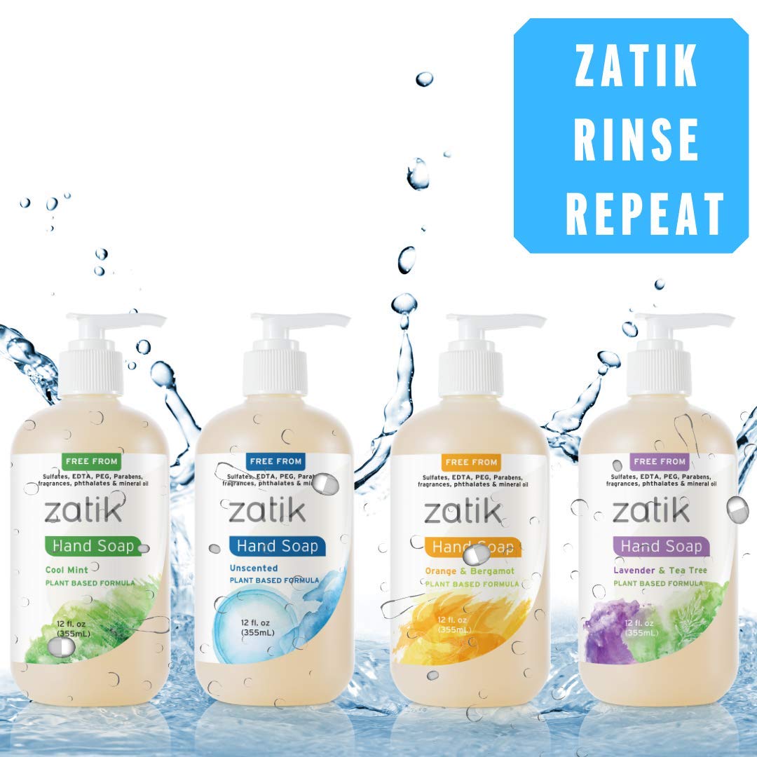 Zatik Naturals - Liquid Hand Soap - Orange & Bergamot Moisturizing Handwash, 12 oz (Pack of 1)