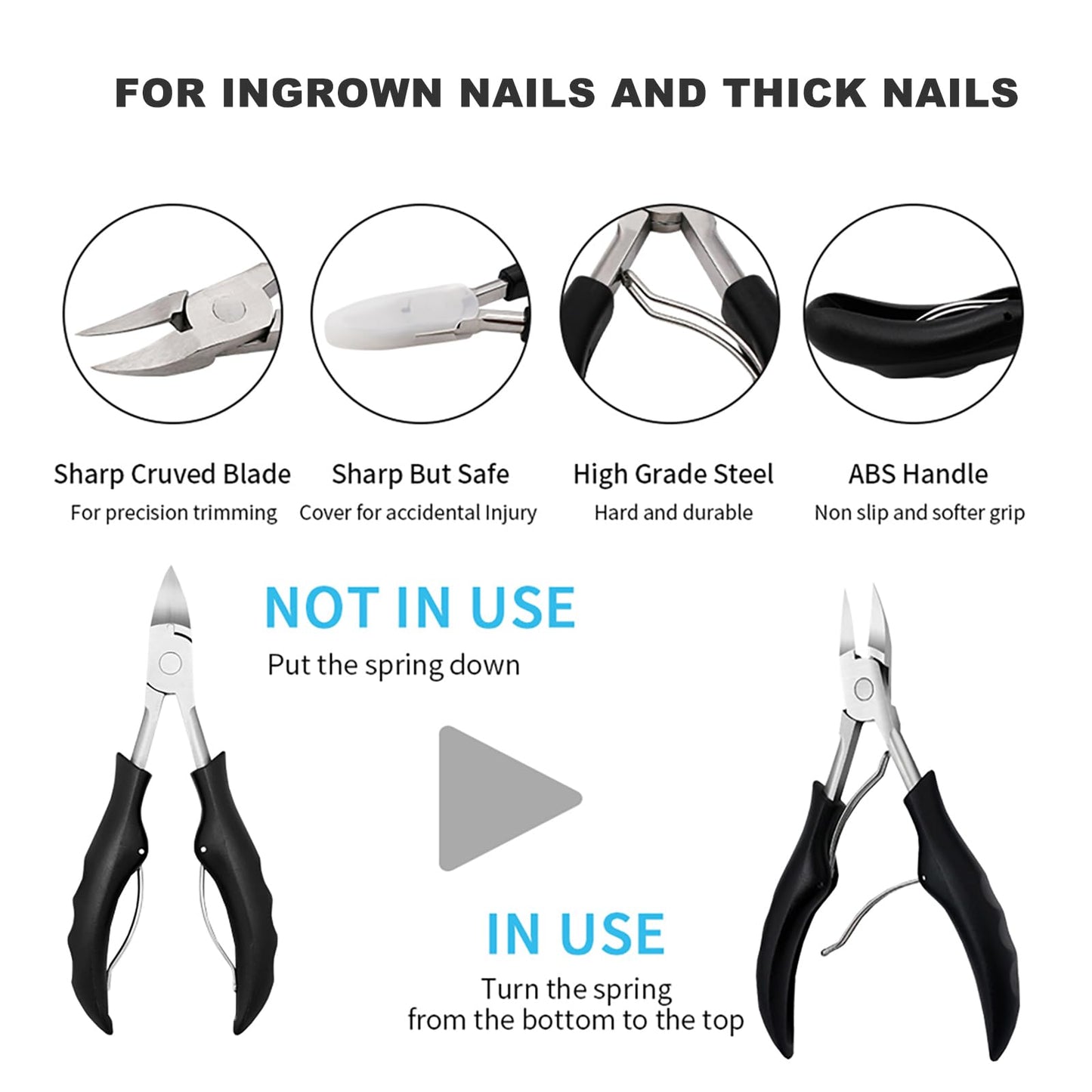 Ingrown Toenail Clippers Thick Nail Cutter for Seniors Pedicure Tools for Feet Nail Knife Cuticle Ingrown Toenail Removal Kit