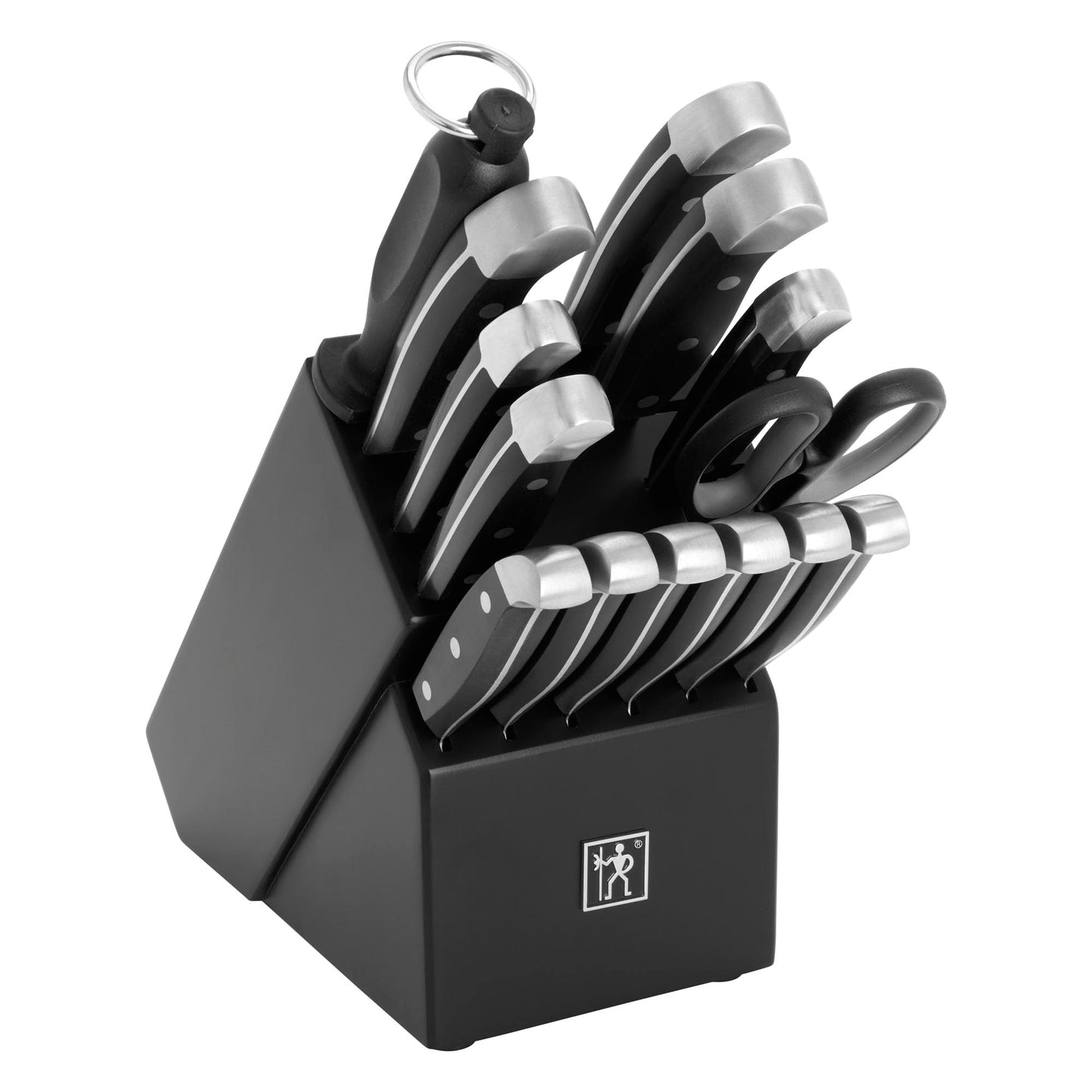 Henckels Statement 15-pc Kitchen Knife Set with Block, Chef Knife, Steak Knife set, Kitchen Knife Sharpener, Black, Stainless Steel