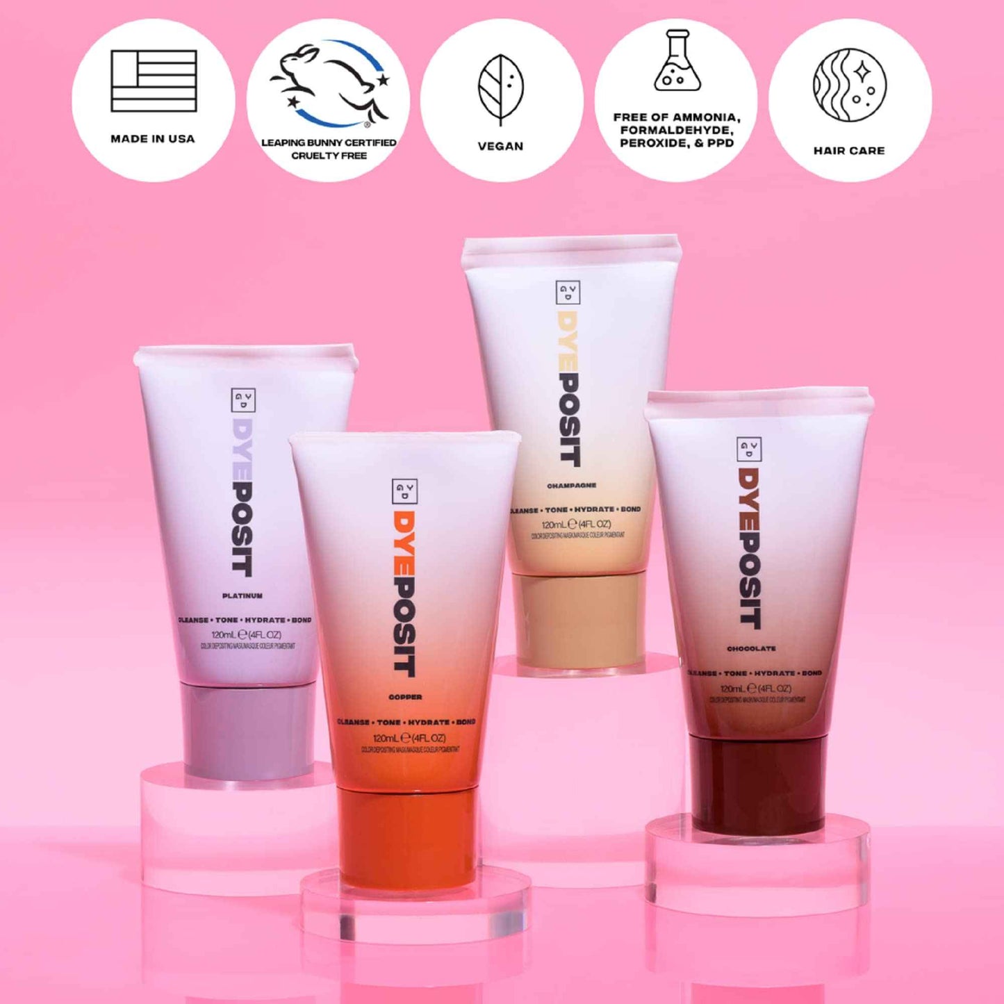 GDY DYEposit Color Depositing Conditioner (Copper) and Semi Permanent Hair Dye (Peach Fuzz)