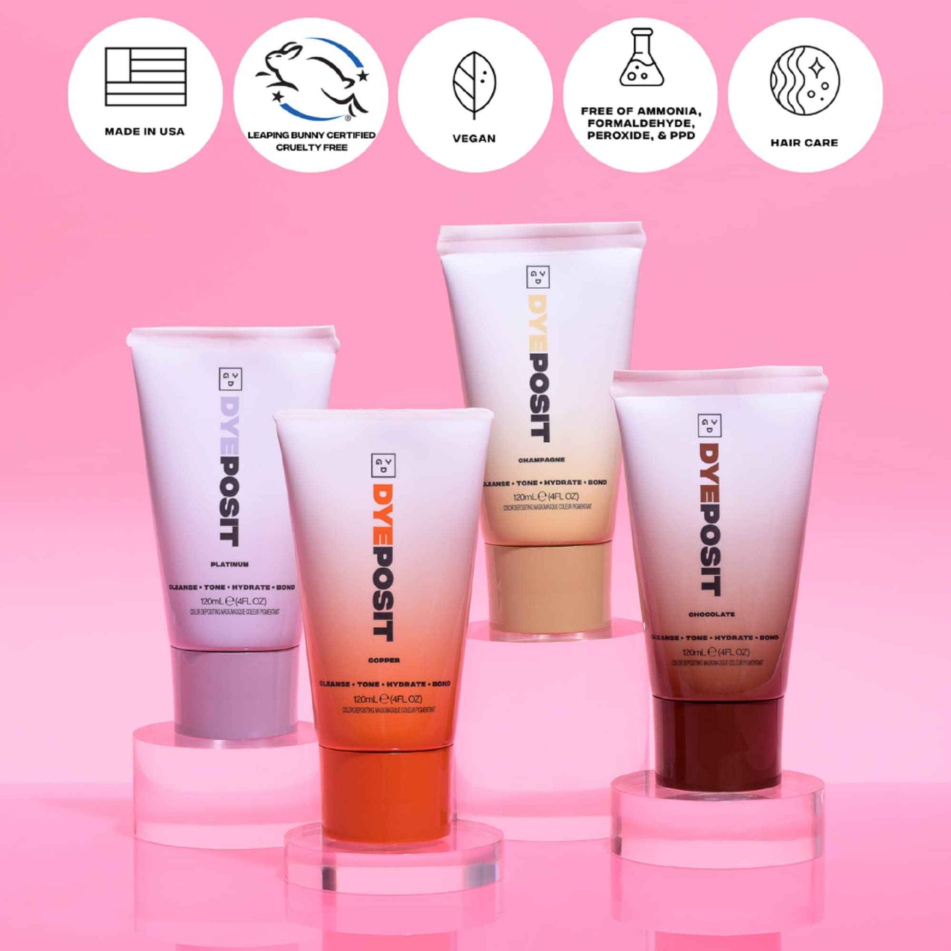 GDY DYEposit Color Depositing Conditioner (Copper) and Semi Permanent Hair Dye (Peach Fuzz)