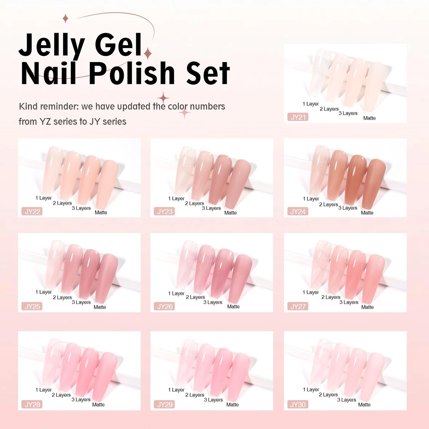 Larvall Beautpal Jelly Gel Nail Polish Set Nude Gel Polish Kit Milky Nude Sheer Pink Soak Off UV Translucent Nail Polish Gel 10PCS 7ml