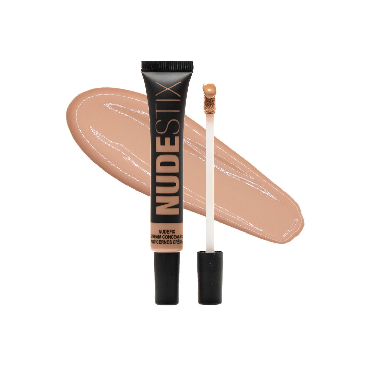 Nudestix NudeFix Cream Concealer, Lightweight Liquid, Natural Finish Makeup, Hydrating, Brightening, Under Eye Dark Circle Corrector, Reduces Redness and Blemishes, Shade: Nude 5.5, 0.34 fl oz (10 ml)