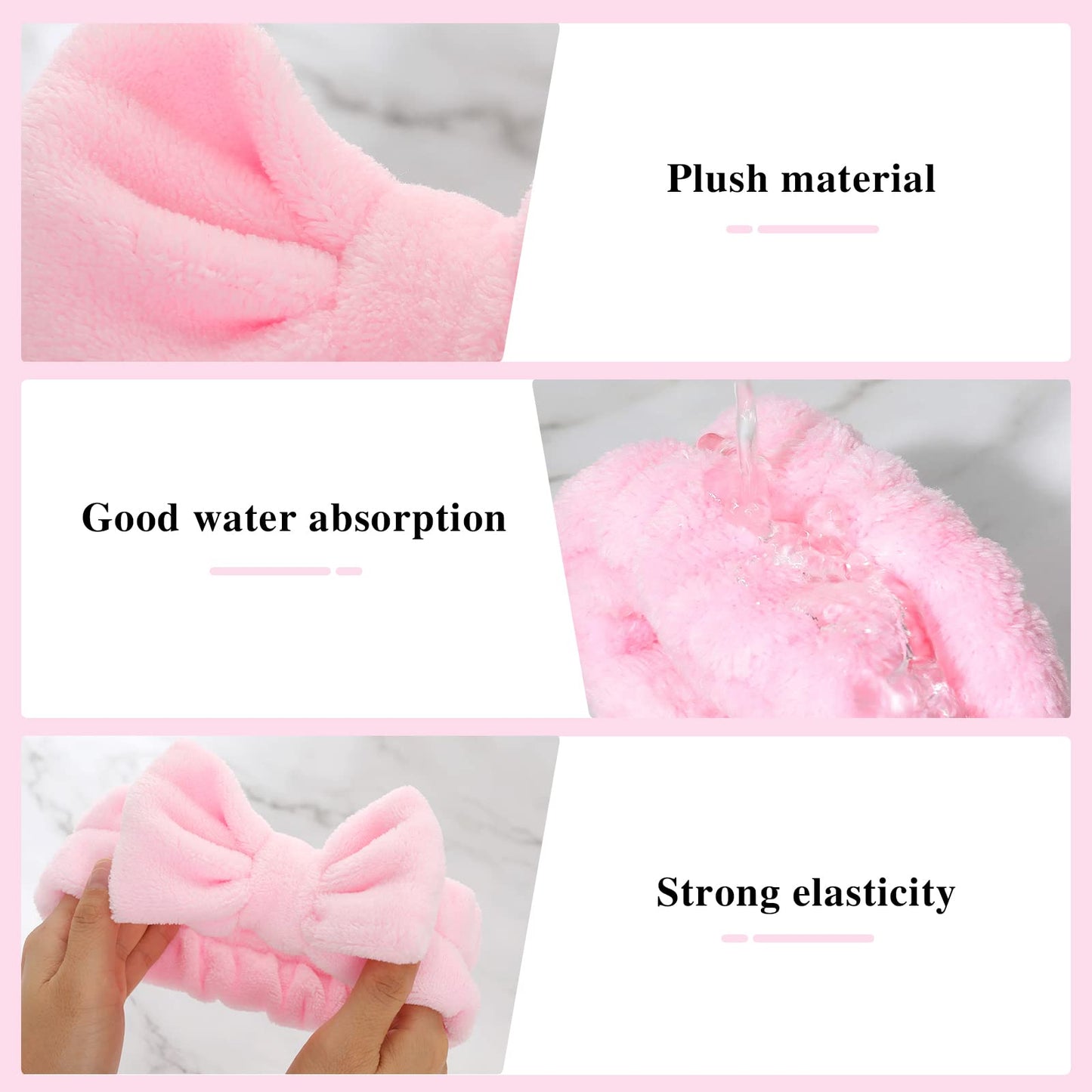 BLAAROOM 3PCS Bow Face Wash Headband and Wristband Set,Soft & Absorbent Spa Headband for Women Makeup Skincare Washing Face - Purple