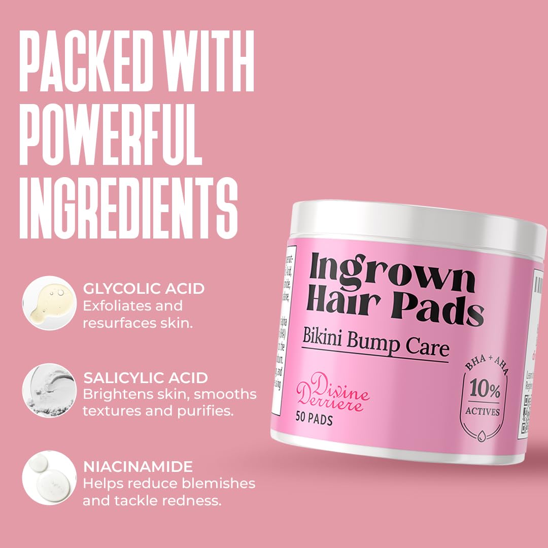 Prevent Ingrown Hairs and Razor Bumps - Ingrown Hair Treatment for Bikini Area and Razor Bumps - Ingrown Hair Pads with BHA & AHA Topicals for Razor Burns, Razor Bump Stopper After Waxing Skin Care