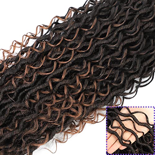 6 Packs Goddess Faux Locs Crochet Hair, Goddess Locs Crochet Hair for Black Women, Culy Boho Style Braids (22 Inch, T1B/30)