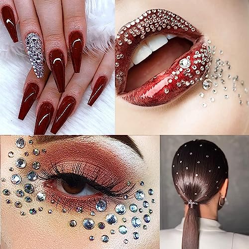 1100 Pcs 15 Colors Rainbow Rhinestones Self Adhesive Halloween Rhinestones for Makeup Eyes Face Jewels Body Gems Stick on Festival Accessories Costume Body Nail DIY Makeup 3mm 4mm 5mm¡¦